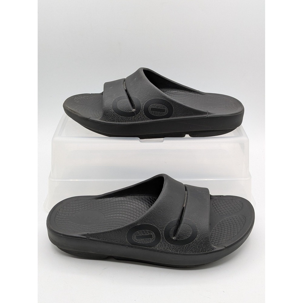 OOFOS Slide Sandals Womens Size 10 Black Cushioned Comfort Shoes Casual